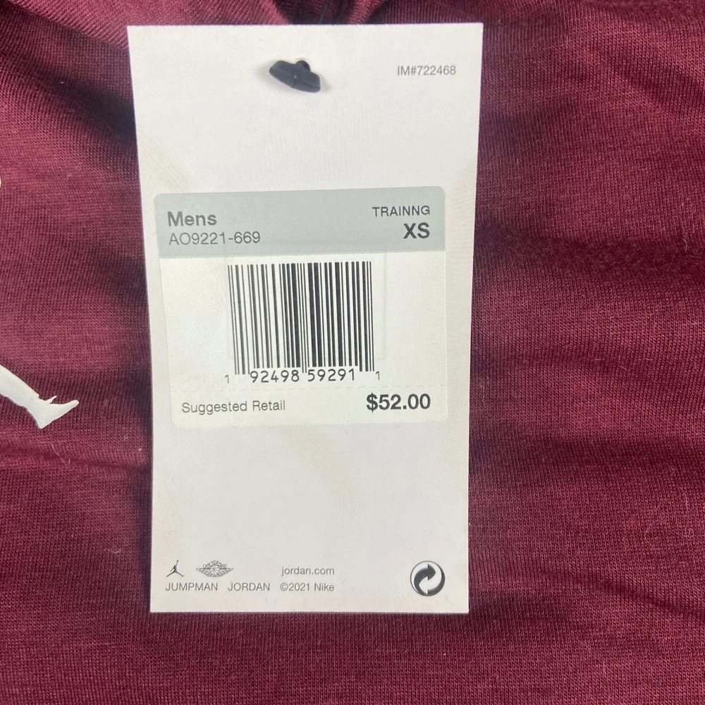 Jordan Training Hoodie Mens XS Burgundy Dri-Fit Long Sleeve Pullover AO9221-669